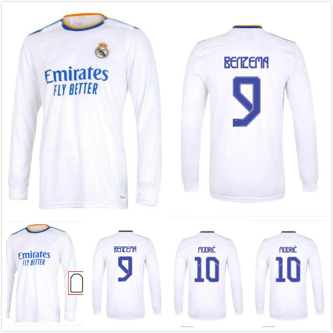 

21 22 REAL MADRID KROOS home away soccer jerseys BENZEMA HAZARD SERGIO RAMOS Casemiro ASENSIO VINICUS JR 2021 2022 camiseta long sleeve foot, Black;yellow