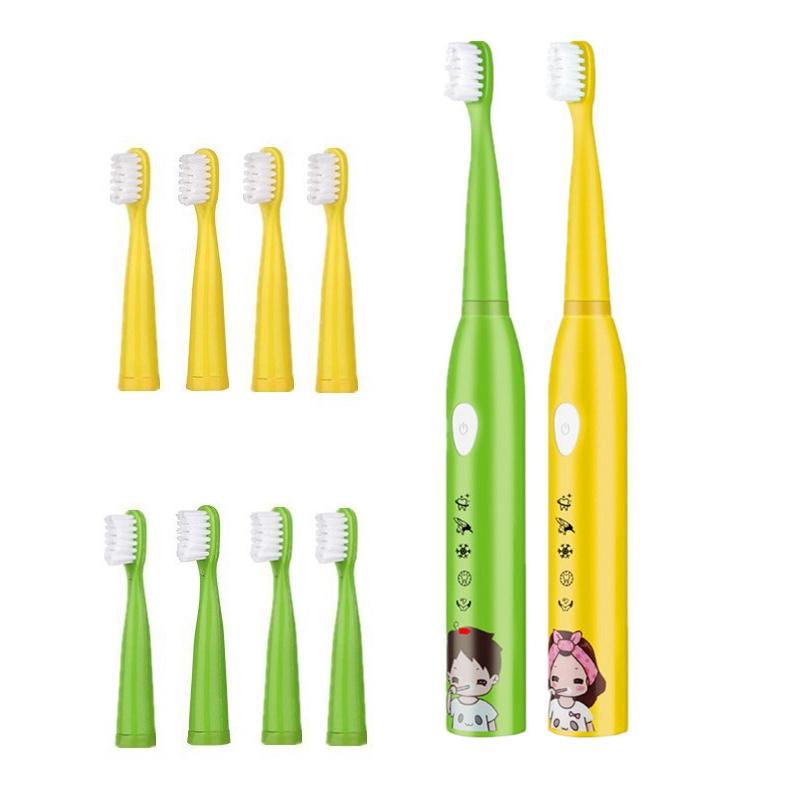 

Modes Children Electric Usb Charger Cartoon Pattern Kids Waterproof ToothBrush With 4 Replacement Heads Smart