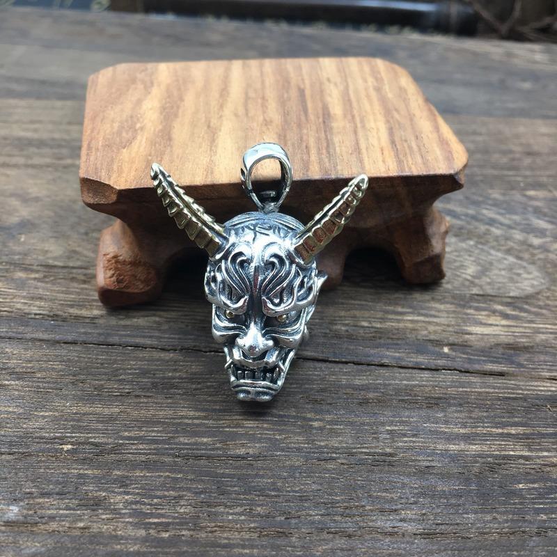 

Pendant Necklaces Prajna Sterling Silver Retro Personality Ghost Head Fashion Men's And Women's