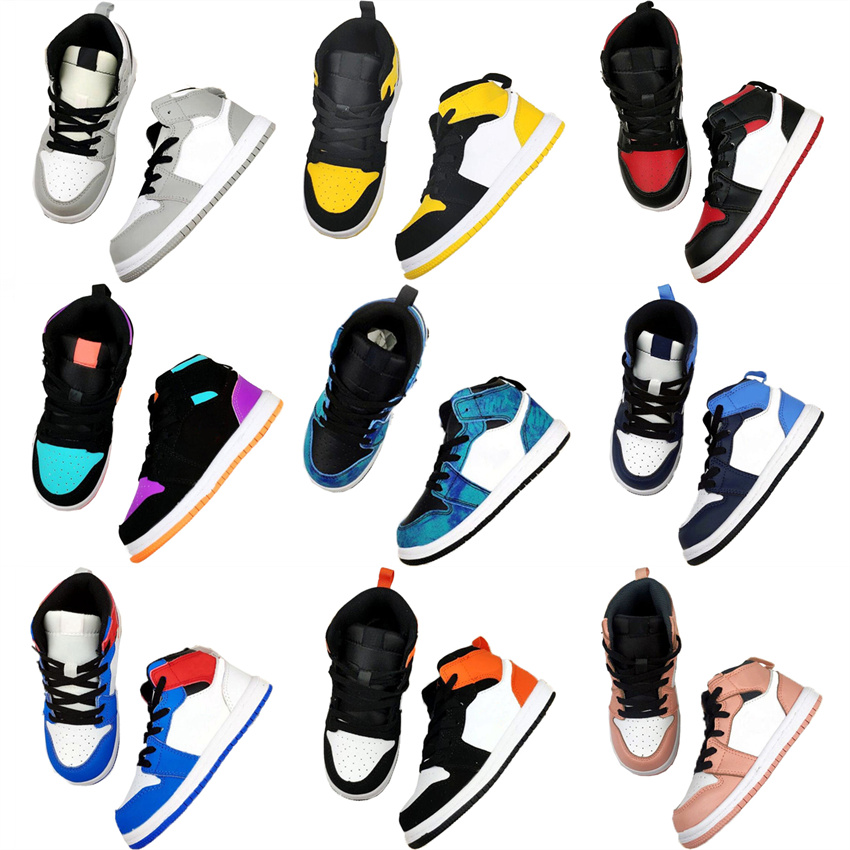 

Basketball Shoes 1S Kid Multi-Color Infants I Toddler Pine Green Game Royal Scotts Obsidian Chicago Bred Melody Mid Tie-Dye Boy girl Sneakers, Black