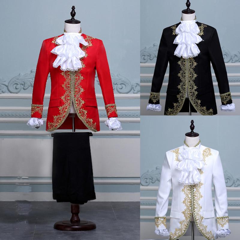 

Men's Suits & Blazers Gold Embroidery Suit Men Performance Costume Po Studio Dress Stage Play Festival Male Jacket Pants 2 Pieces Set, Black