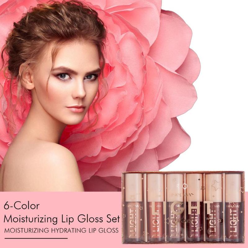 

Lip Gloss 6 Colors Glossy Lipstick Set Pigmented Liquid Transparent Glass Gift Moisturizing Nourish Plump Lips, Type a