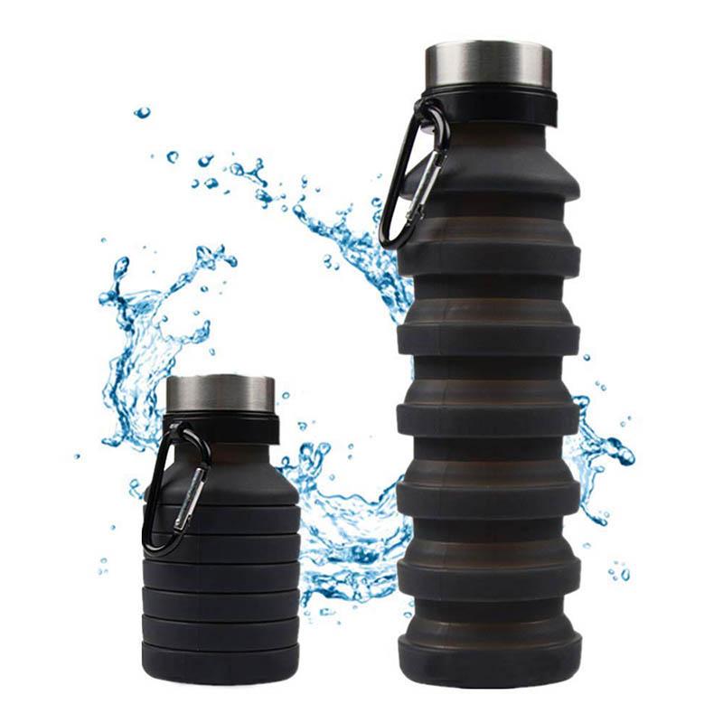 

Water Bottle 550ml Silicone Foldable Portable Outdoor Travel Sports Folding Kettle Coffee Cup Camping Hiking Mug With Carabiner, Orange