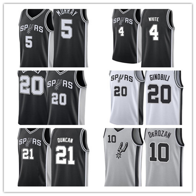 

Free SanAntonioSpursJersey Tim 21 Duncan Dejounte 5 Murray Derrick 4 White Demar 10 DeRozan Basketball Jerseys mens, Jersey