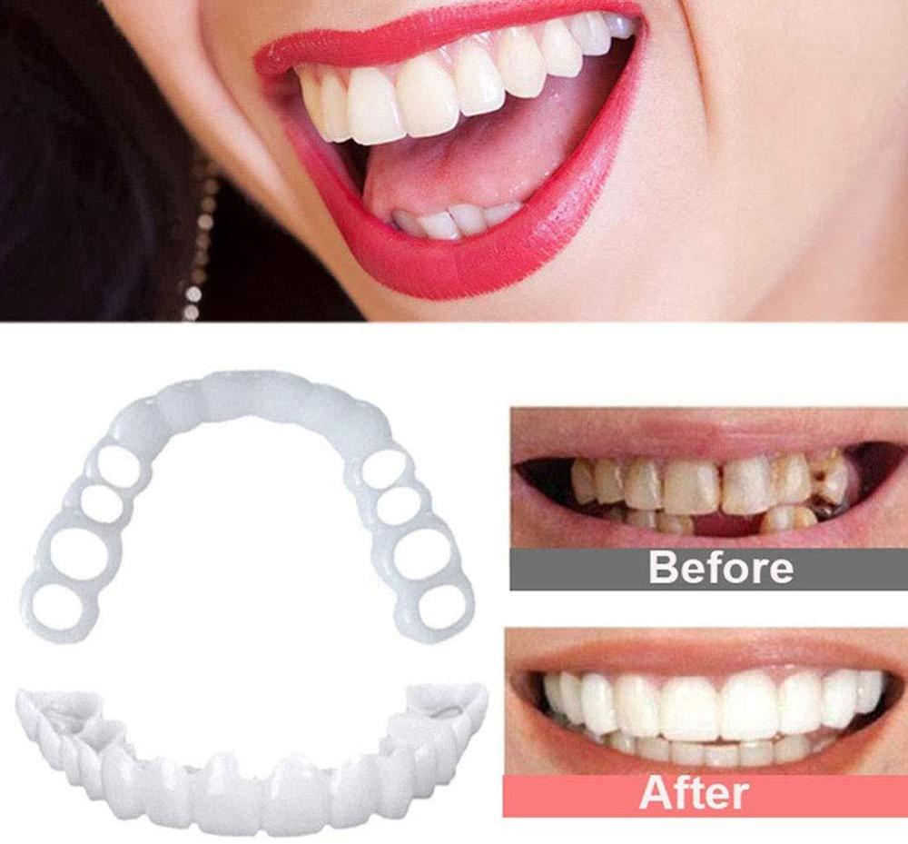 

2Pcs Perfect Fit Teeth Whitening Fake Tooth Cover Snap On Silicone Smile Veneers Teeth Upper Beauty Tool Cosmetic Teeth