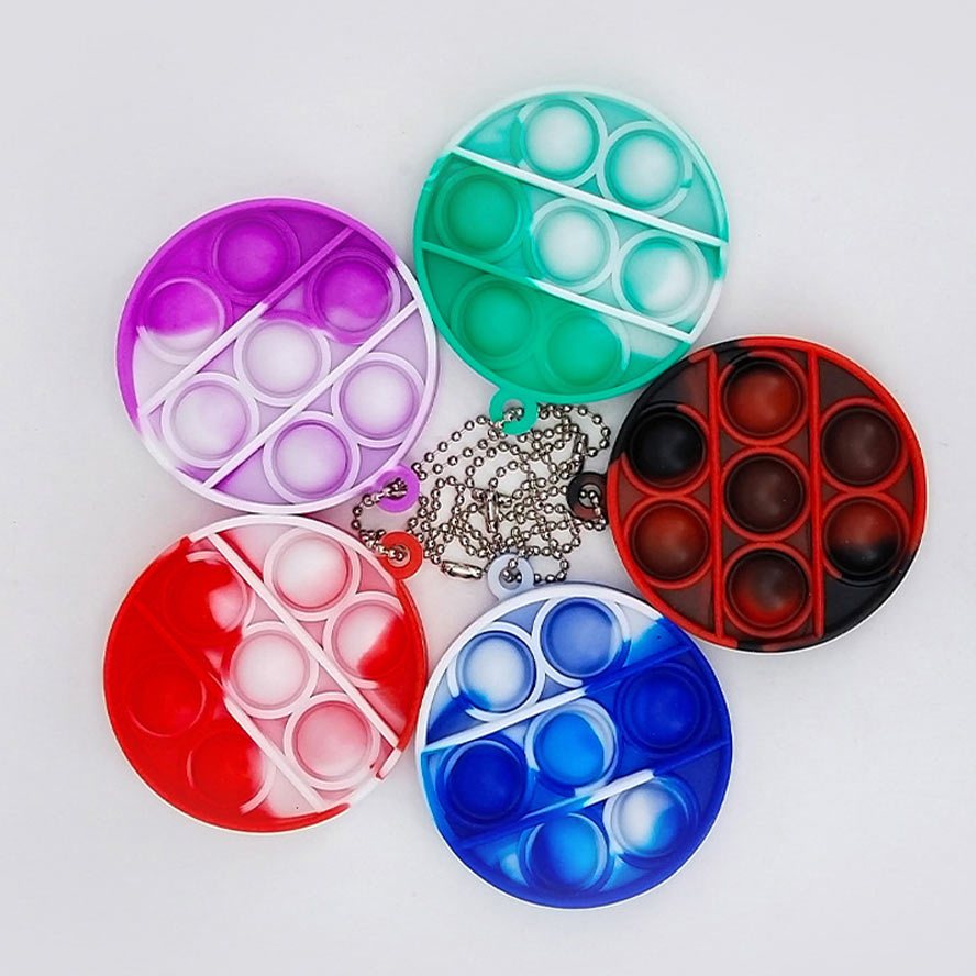 

Keychain Push Pop Favor Heart-shaped rectangular round Finger Bubble Toys Fidget pushs balls Desktop Educational Key Ring Decompression poo-