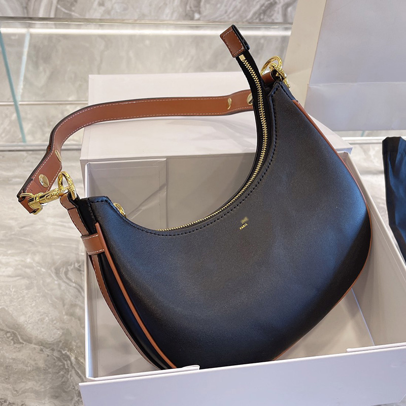 

Women Ce Designer AVA Underarm Bag 2021s Paris Vintage Cowskin Half Moon Handbags Genuine Leather Clutch Woman Shoulder Handbag Luxurys Designers Bags High Quality, Black