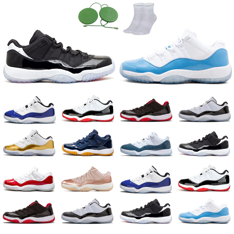 

11s low man basketball shoes fashion Bred Concord Infrared University Varsity Red Rose Gold white Closing Ceremony Navy gum Snakeskin trainers outdoors Sports, Bred low