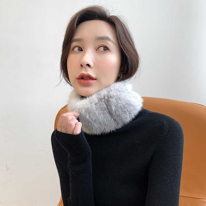 

Women's Real Mink Fur Scarves Fluffy Fur Elastic Muffler Headband Warm Collar Neck Ring Snood S7707 H0923