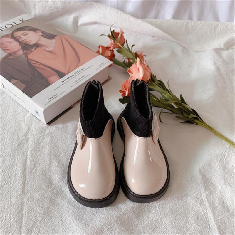 

Boots 2021 Winter Baby Girls Shoes Toddler Bow Tie Soft Bottom Leather 1-6 Years Kids Short Ankle Size 22-31, Black;grey