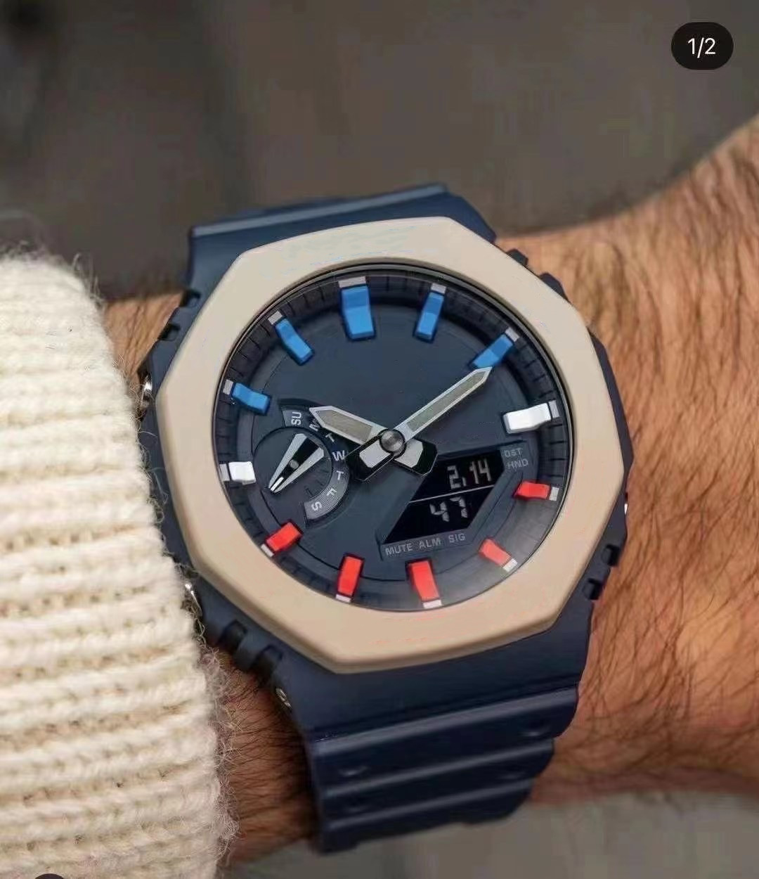 Men's Quartz Digital Sports Watch 2100 Iced Out Watch Full Function Waterproof World Time All Hands Can Operate Automatic Hand Raise Light D