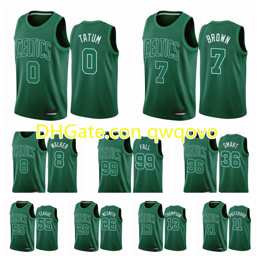 

2020-21 Boston Celtics Men Jayson Tatum Jaylen Brown Marcus Smart Tacko Fall Earned Edition Green Swingman Basketball Jersey, Black;red