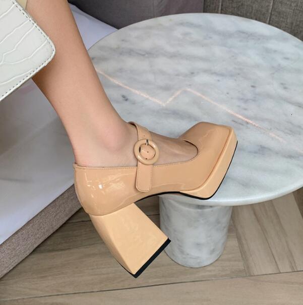 

Slippers Genuine black woman genuine leather retro Mary jane finger bombs square foot nine cm thick heels single platform buckle 05ZB, 1# shoe box