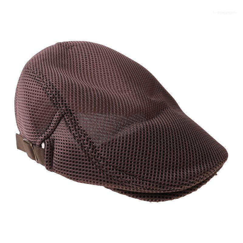 

Berets Mens Breathable Mesh Summer Duckbill Hat Sboy Beret Ivy Cap Cabbie Flat Soft R9JE1, Brown