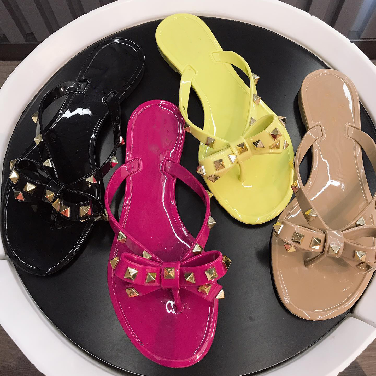 

Summer Shoes Woman Sandals Rivets big bowknot Flip Flops Beach Sandalias Femininas Flat Jelly Designer Sandal XX-0012, 06