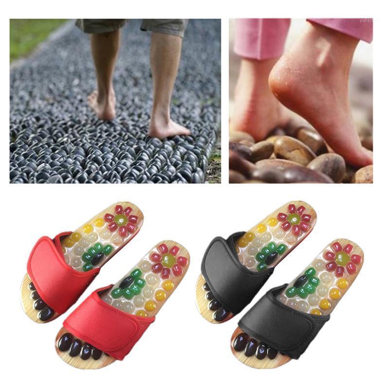 

Women Men Massage Slippers Sandal Reflexology Acupuncture Foot Massager Shoes, Black 39-40
