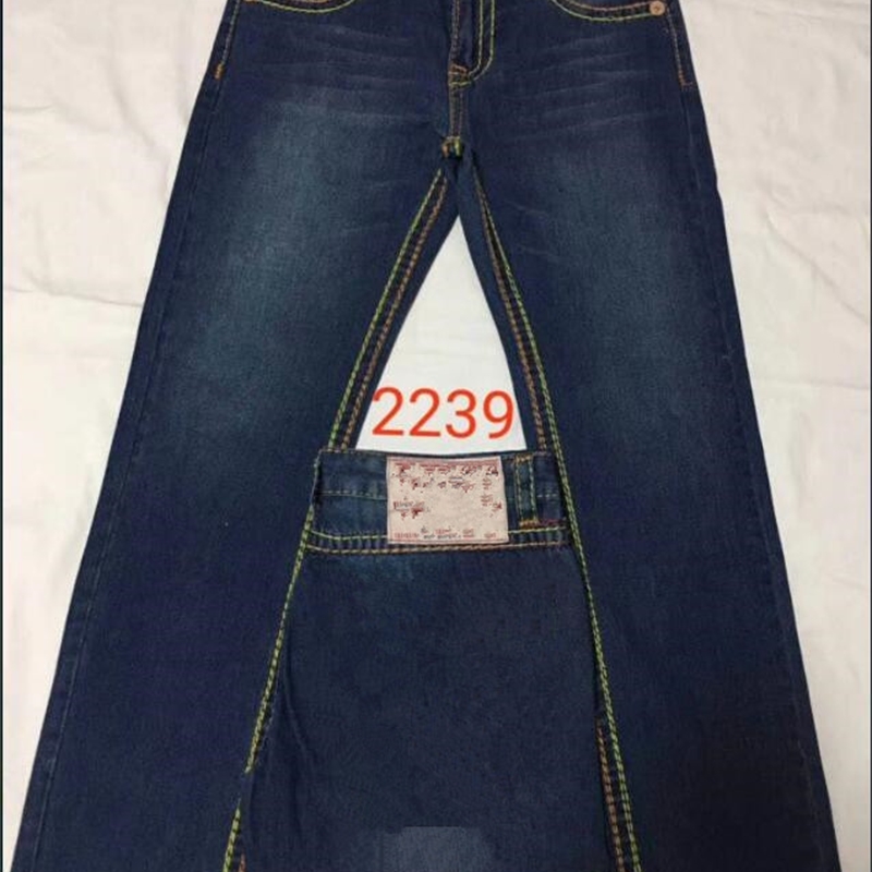 

Mens Straight Jeans Long Trousers Pants Mens True Coarse Line Religion Jeans Clothes Man Casual Pencil Pants Blue Black Denim Pants 9328