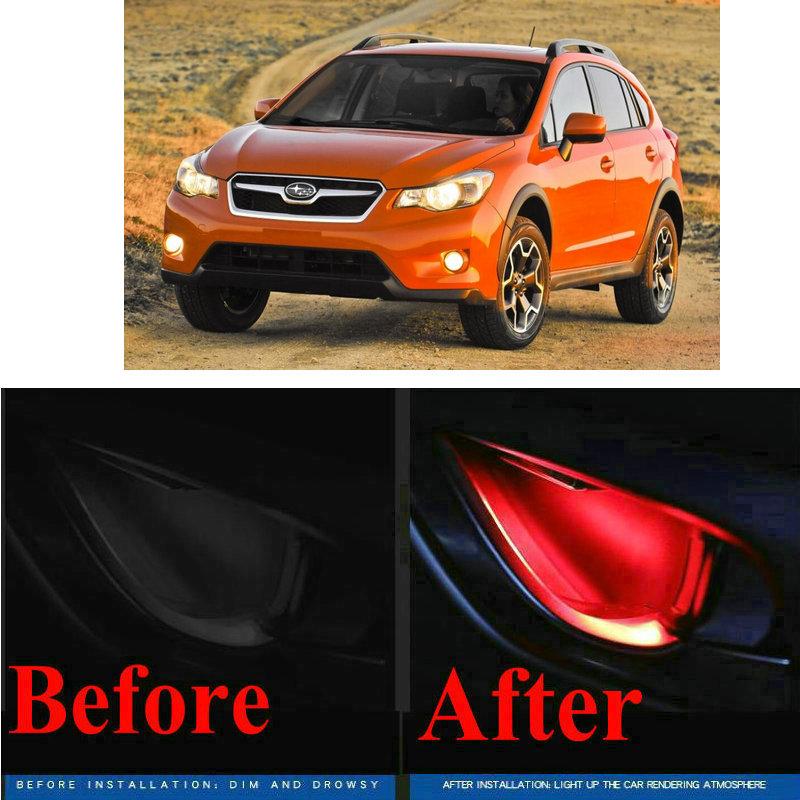 

4pc CF Style Stickers On Cars Interior Inside Door Handle Atmosphere Lamp For Baja Xv Crosstrek Sti S209 LED Emergency Lights