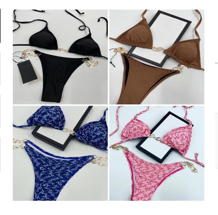 

Fashion G Chain black Women Swimsuits Bikini set Multicolors Summer Time Beach Bathing suits Wind Swimwear, White;black