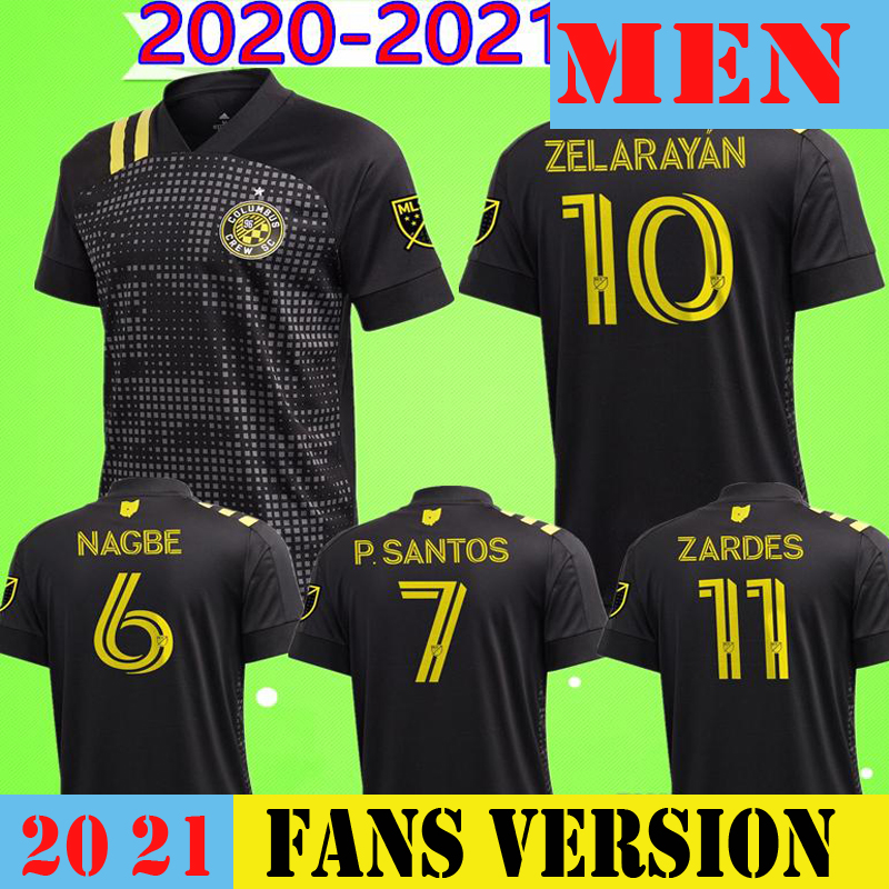 

20 21 Columbus soccer jerseys Zardes Black Nagbe Pedro Santos Zelarayan MLS Mens football white shirts 2021 Uniforms, Black;yellow