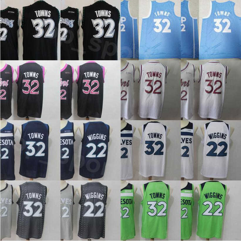 

Men Basketball Karl Anthony Towns Jersey 32 Andrew Wiggins 22 Edition Earned City All Stitched Navy Blue Black White Green Good Quality, 22 grey