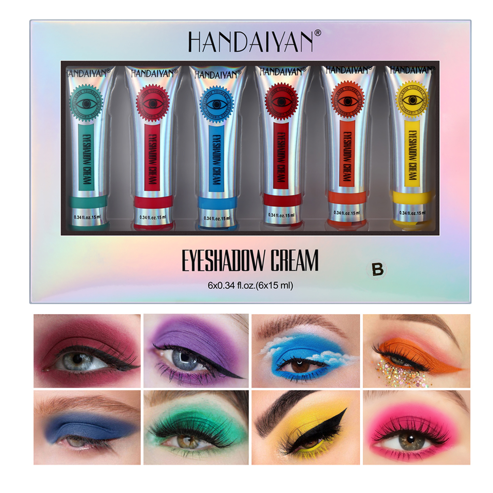 

HANDAIYAN Matte Neon Eyeshadow High Pigment Easy to apply Yellow Pink Eye Shadow Dust Summer Matte Eyeshadow Cream 6pcs/sets, 6colors/sets