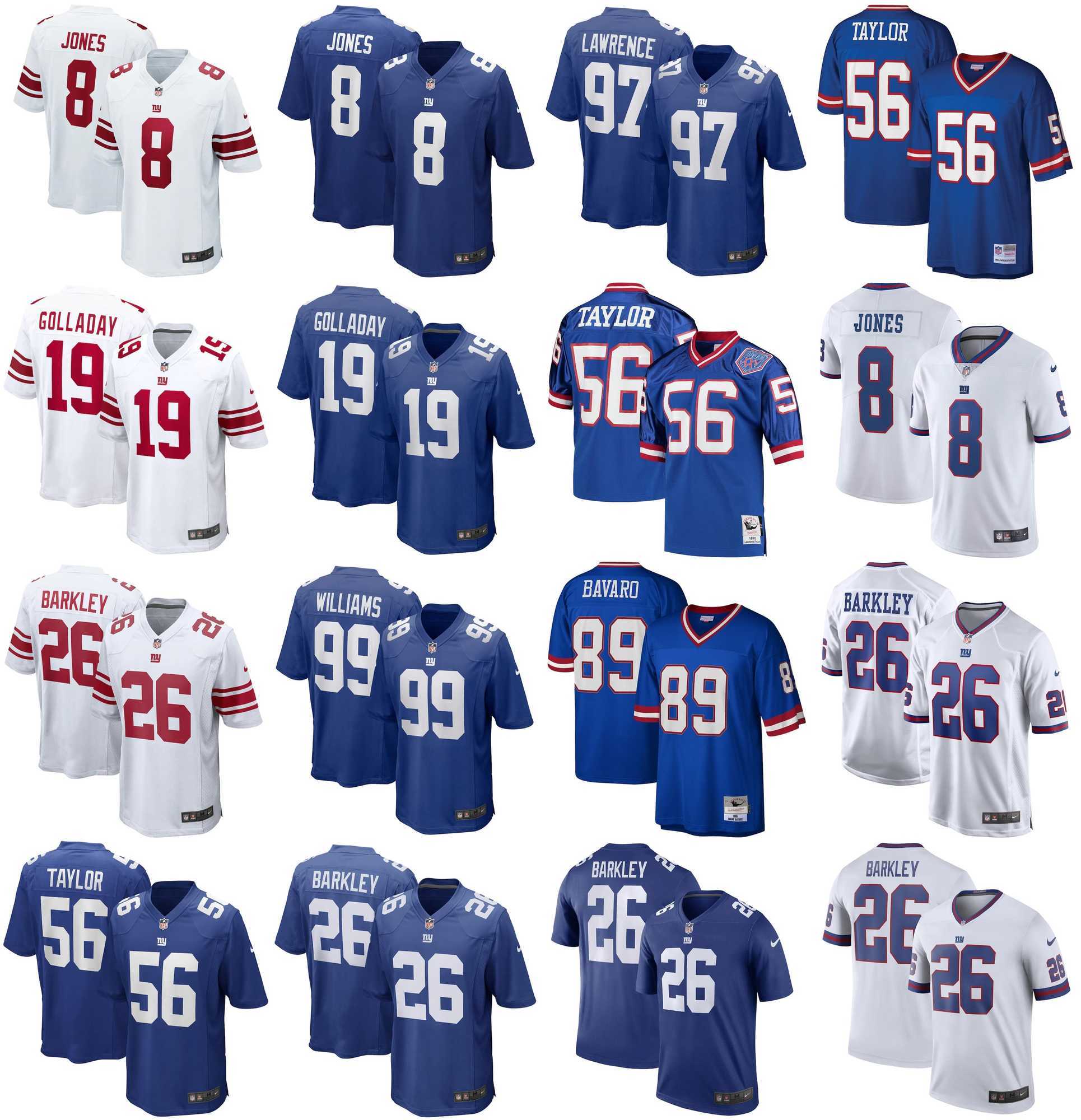 

2021 American Football Jerseys New York Giants Jersey Daniel 8 Jones Dexter 97 Lawrence Kenny 19 Golladay Leonard 99 Williams Mark 89 Bavaro Stitched Size S-XXXL, As photo