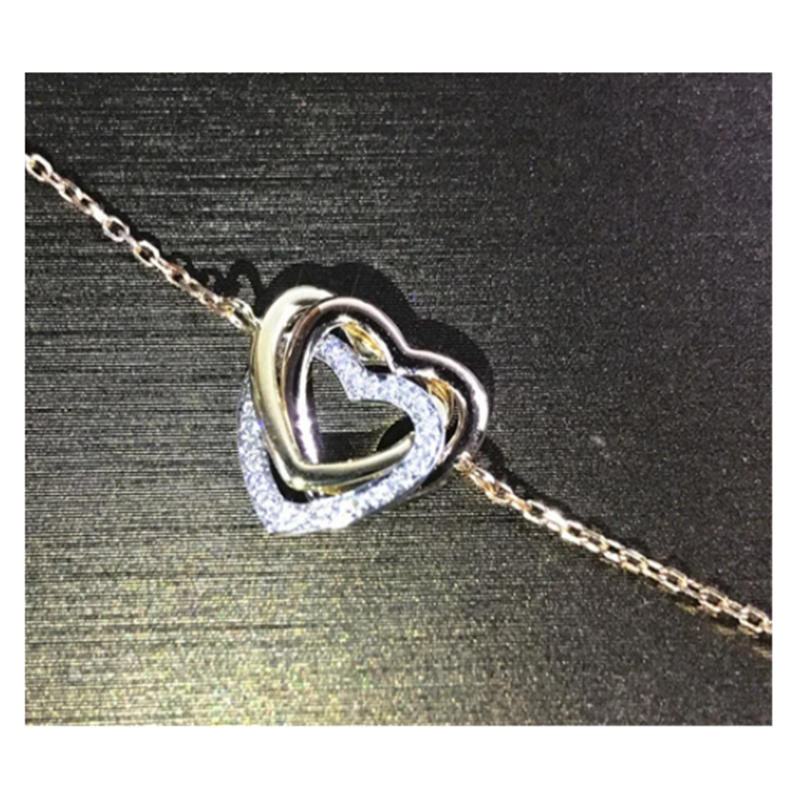 

18K Gold Heart Diamond Bracelet Bangle Real 925 Sterling Silver Engagement Wedding Bracelets For Women Bridal Party Jewelry Gift