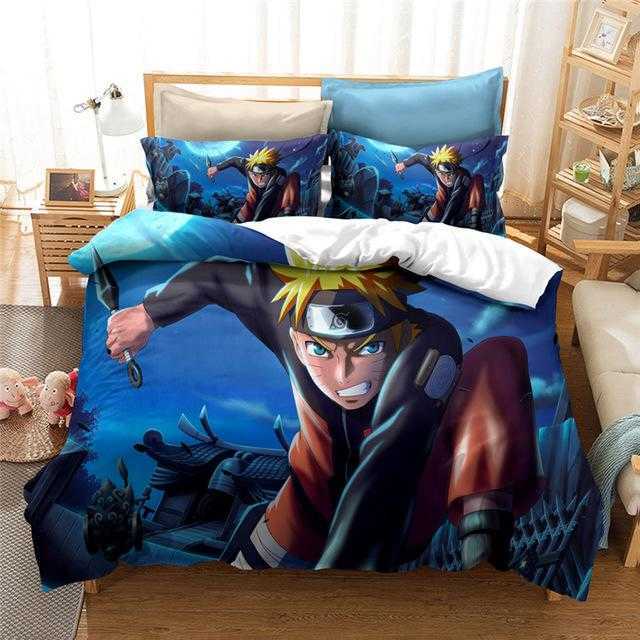 Naruto 3D Bedding Set Japan Hot Anime Cartoon Printed Bed Linen Duvet Cover Pillowcases King Queen Full Size Luxury Comforter