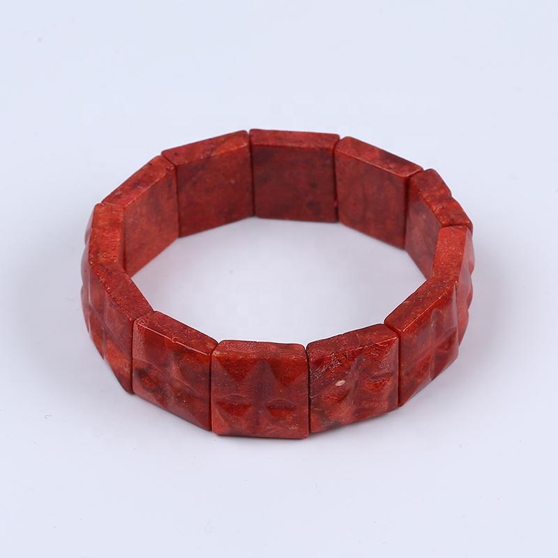 

Beaded, Strands Fashion Geometric Shape Red Grass Coral Stretch Bracelets Ethnic Style Jewelry