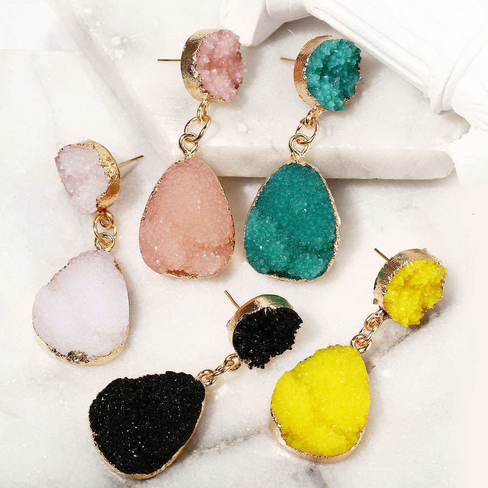 

earrings candy color water drop with cluster crystal earrings, Golden