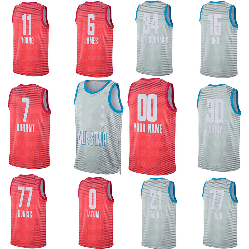 

2022 All-Star Basketball Jerseys 6 James Stephen Curry Kevin Giannis Durant Antetokounmpo Towns Joel DeMar DeRozan Embiid Jayson Jokic Tatum Darius Garland Morant, Grey