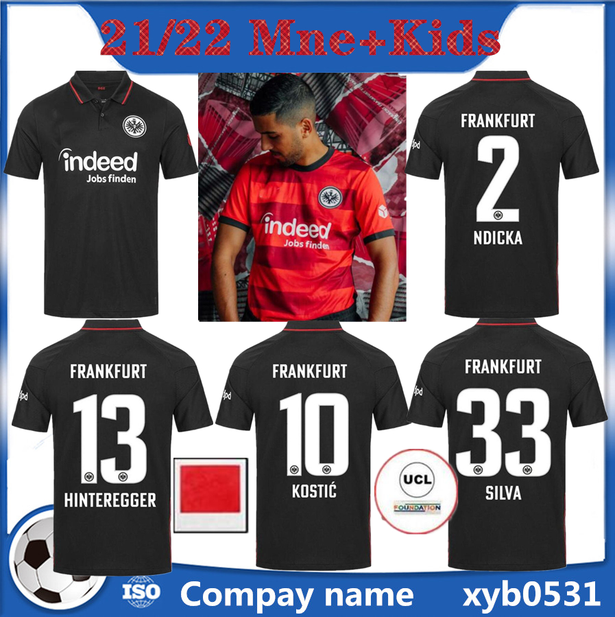 

21 22 Eintracht Frankfurt soccer jersey 2021 2022 Die Adler SOW SILVA KOSTIC JOVIC uniform kids kit HASEBE KAMADA HINTEREGGER men home and away football shirt, Black