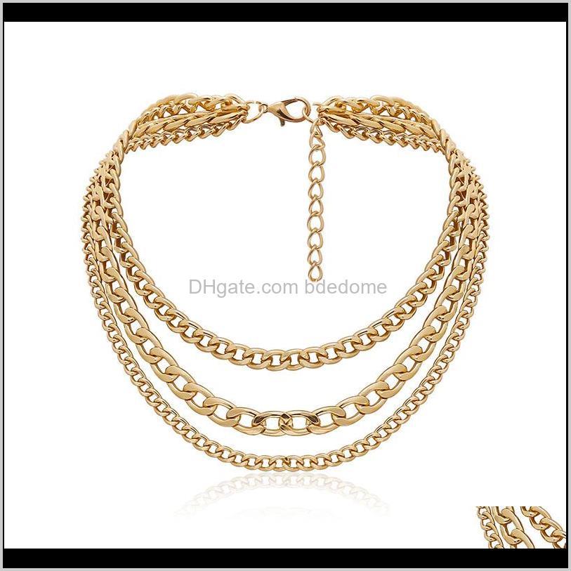

Chokers Necklaces & Pendants Punk Hip Hop Mti Layer Chunky Thick Choker Collar Vintage Curb Cuba Chain Necklace For Women Men Jewelry Drop D