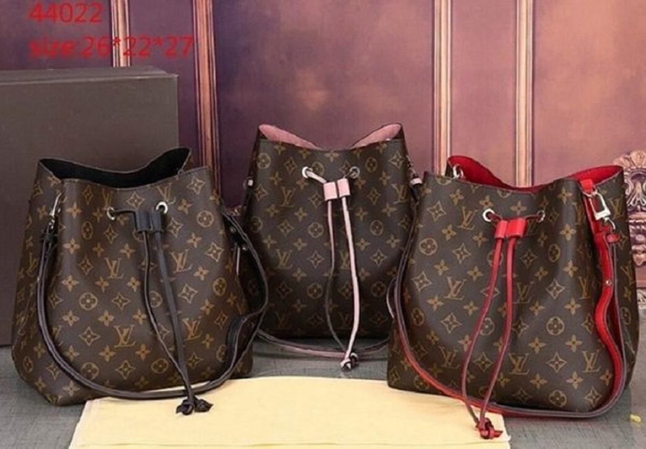 

GGLVLouisVittonYSLVUTTON NEONOE Genuine Leather Bucket Luxurys Designers Bag Women Drawstring Handbags Flower Printing Crossbody Purse Tote