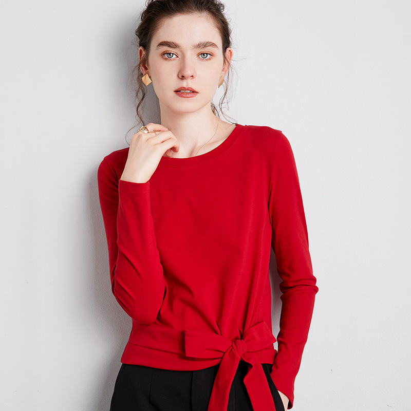 

Women's T-Shirt shintimes Black Bow T Women Long Sleeve Female Tshirt Korean Clothes Woman Fall Tops Cotton Tee Femme MP2D, Black t shirt