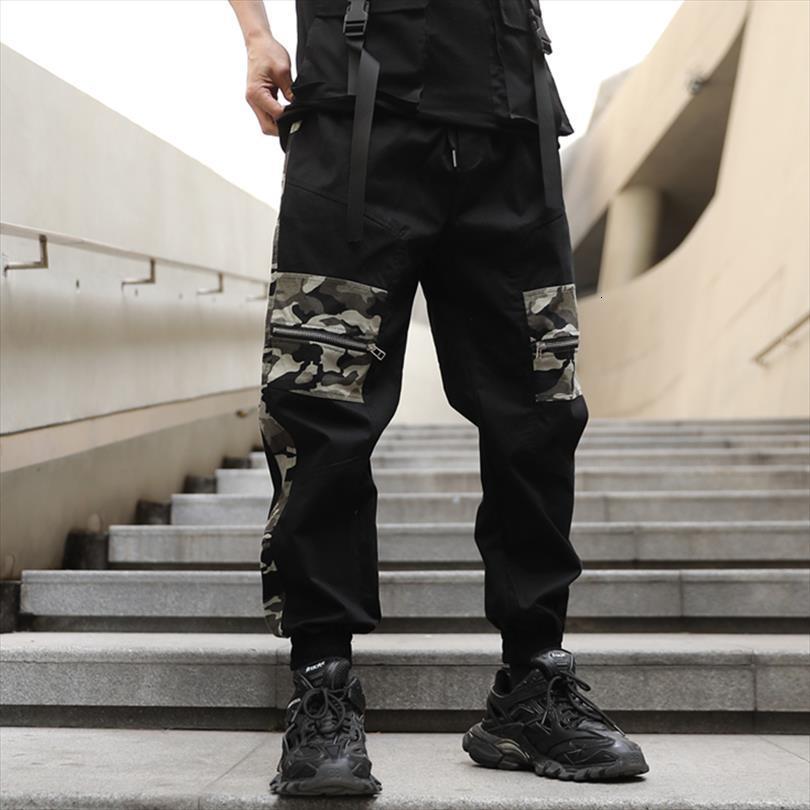 

cotton camouflage jogger cargo black women pants color zippers spring summer