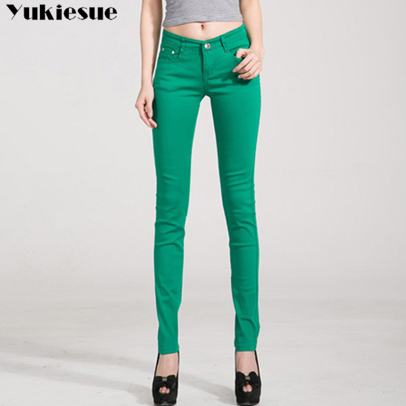

Slim Pencil Pants Vintage skinny jeans High Waist Jeans Women pants full length Female denim 210518, Pink