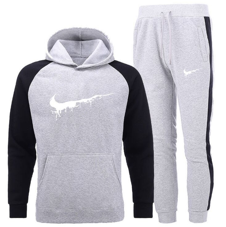 

Men' hoodie+pants Sets 2 pieces Autumn Running tracksuit Sweatshirt Set Gym Clothes Men Sport Suit Track, Gray black