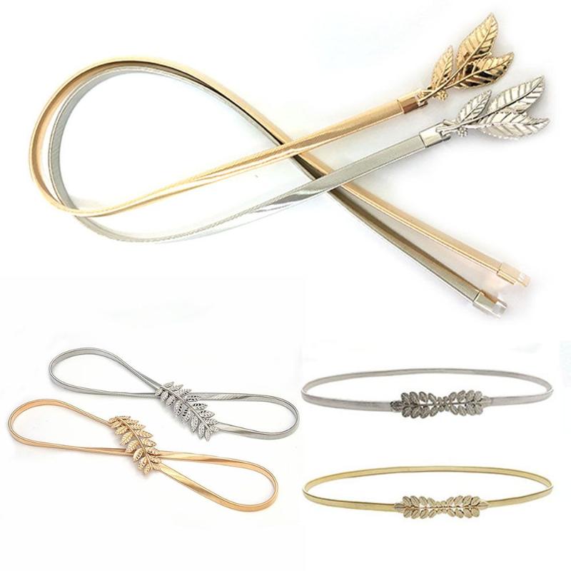 

Belts Adjustable Vintage Style Leaves Elastic Belt Decorative Waistband Interlock Buckle Waist Chain For Women, Black;brown
