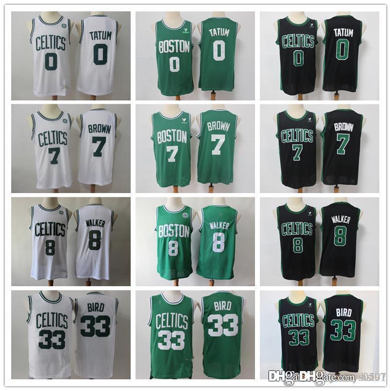

Mens BostonCelticsJersey Larry 33 Bird Kemba 8 Walker Jayson 0 Tatum Jaylen 7 Brown Basketball Shorts Basketball Jersey Black Gr, Color