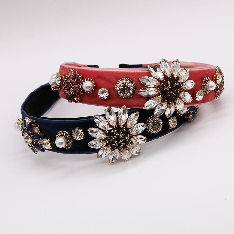 

Hair Clips & Barrettes Elegant High-end Accessories Flannel Hand-studded Super Flash Luxury Wide-brimmed Hairband Headband Women Gift, Golden;silver