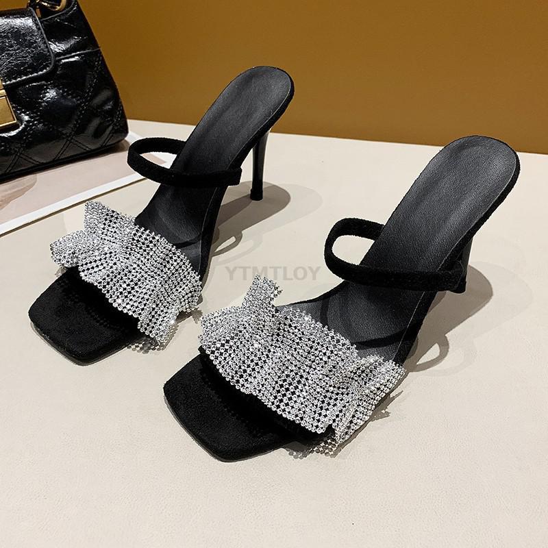 

Slippers Rhinestone High Heels Pumps Women Shoes Summer Fashion Open Toe Slip On Sandals Party 43 Ytmtloy Zapato Mujer, 7cm