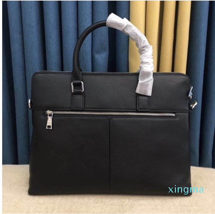 

briefcase laptop bag classic men and women sports soft leather elegant simple fashion travel, Black