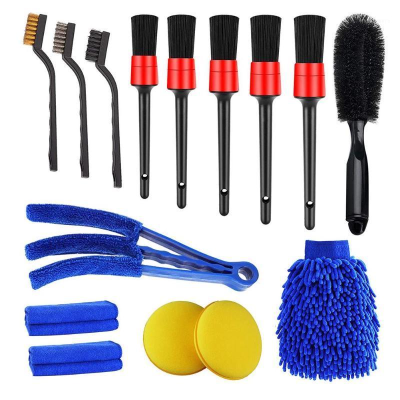 

Car Sponge 15PCS Detailing Cleaning Brush Set Vehicle Interior Leather Air Vent Rim Dirt Dust Remover Brushes Suit Tools