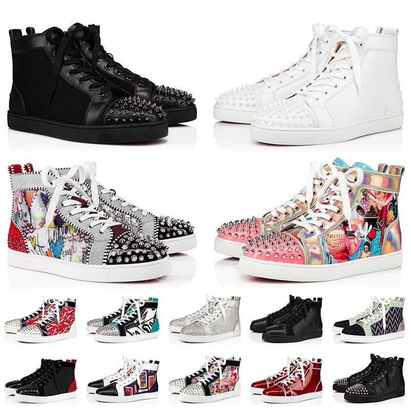 

Top Quality Red Bottoms Womens Mens Designer Shoes Boots Fashion Graffiti Studded Spike Genuine Leather Luxurys Designers Platform Sneakers Loafers Trainers, A7
