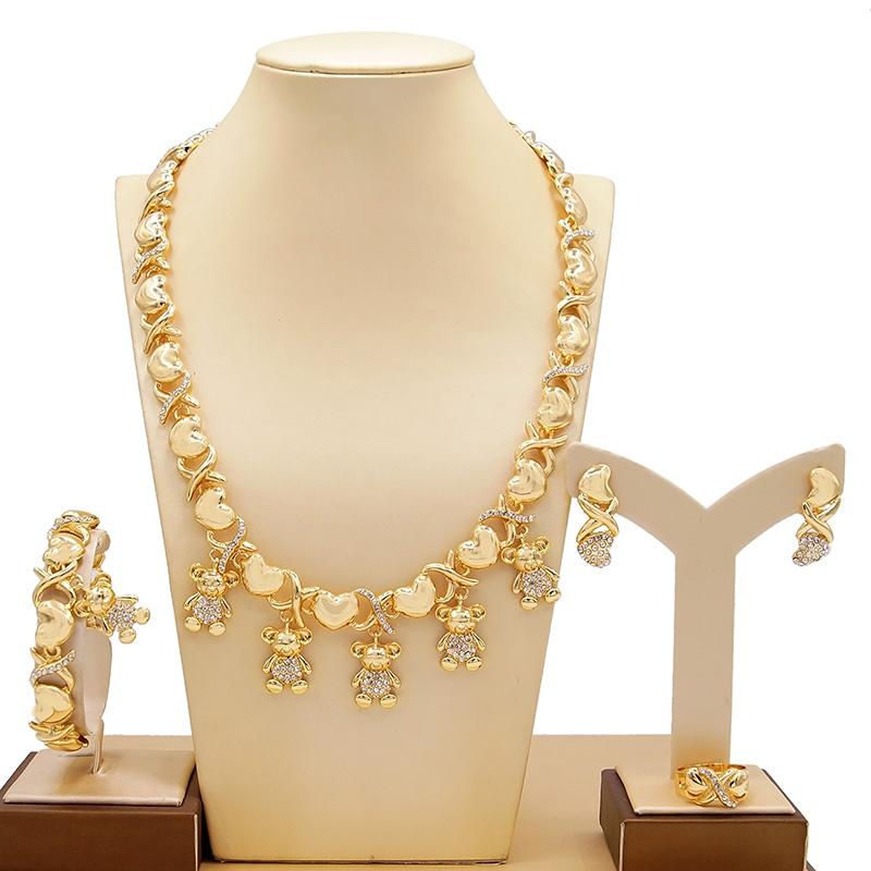 

Earrings & Necklace African Gold Color For Women Bridal Set Ethiopia Dubai Mother Day Gift, Silver