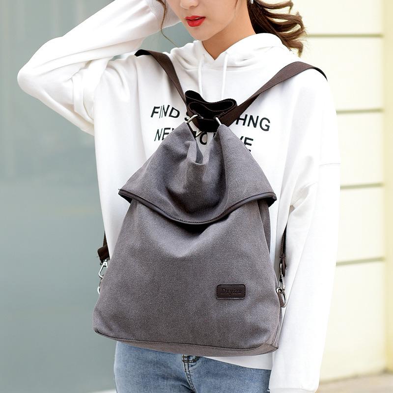 

Backpack Retro Simple Canvas Convertible Tote Women Multifunction Shoulder Bag Jl