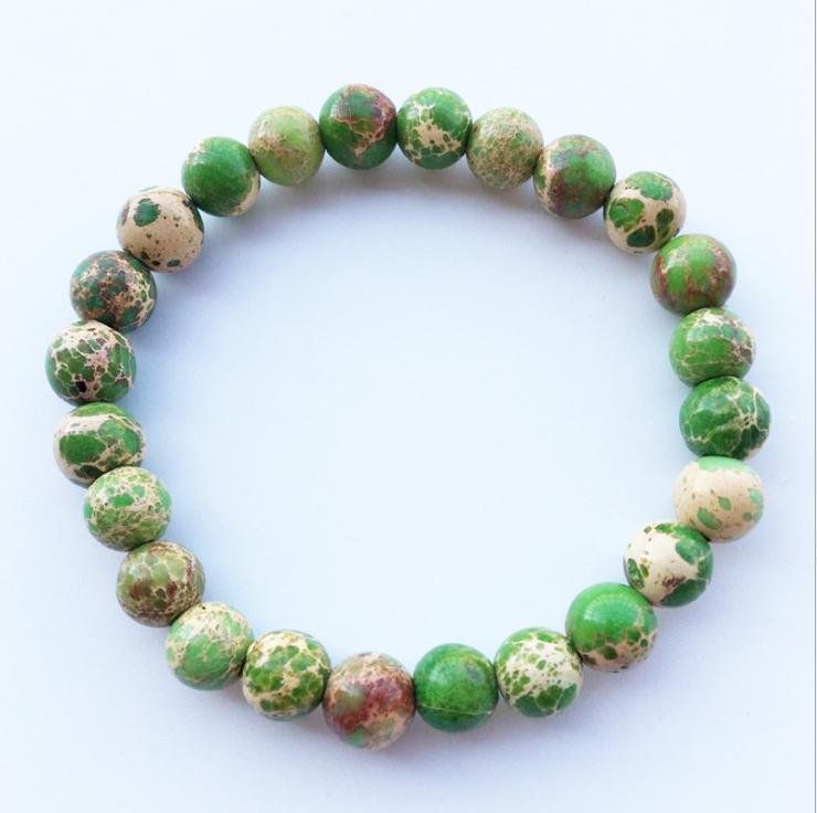 

Charm Bracelets Fashion Beaded Elastic Bracelet Fine Green King Stone For Men's Vintage Jewelry Accessories