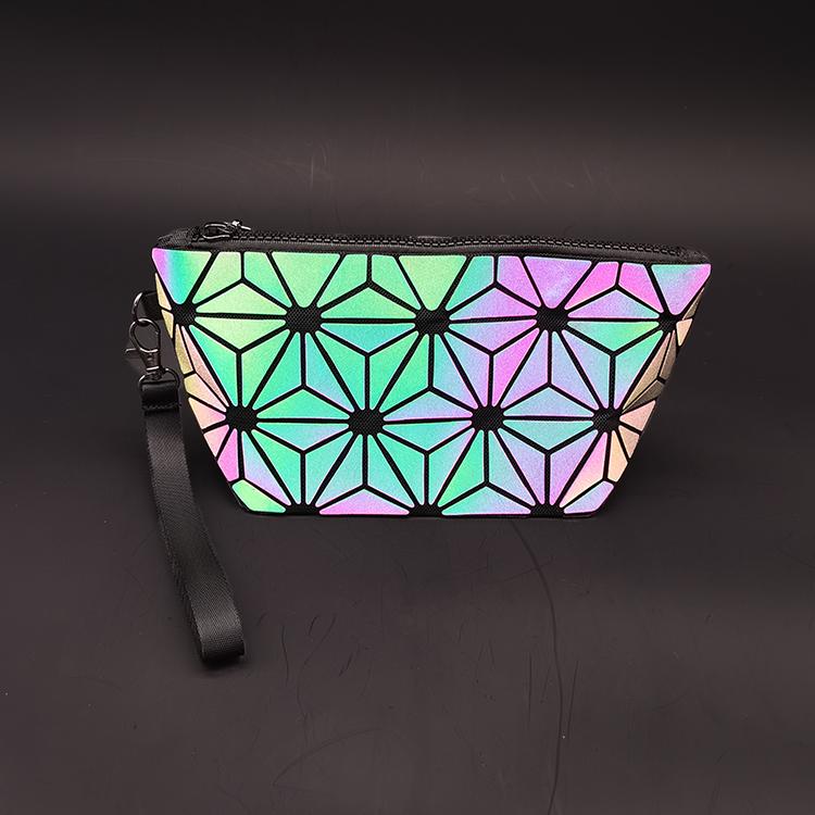 

Geometric Stitching Women's Makeup Bag Outside Hand Night Light Color Changing Fashion Storage Cosmetic Bags & Cases